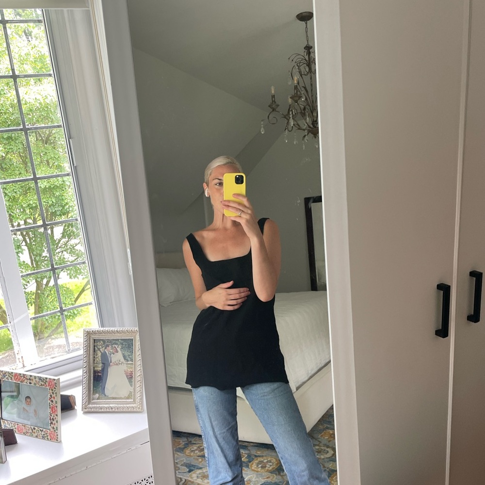 Zara Black Square Neck Knot Tank